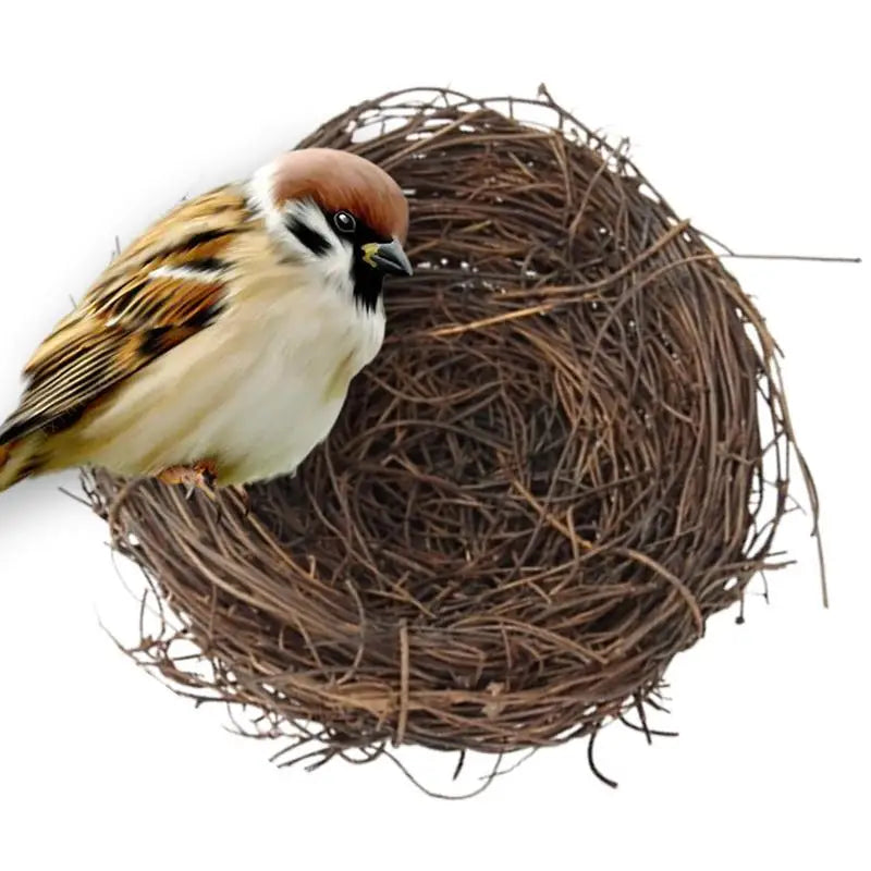 Bird Nest For Cage Straw Round Rattan Bird Nest Artificial Rattan Round Nest Cages Nest Egg Decor Props DIY Craft Bird House