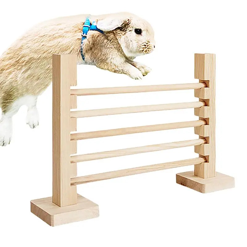 Bunny Jump Bar Training Games Bunny Toy Adjustable Height Wood Hurdle Bar Obstacle Game Bunny Jump Hurdle Bar Pet Supplies